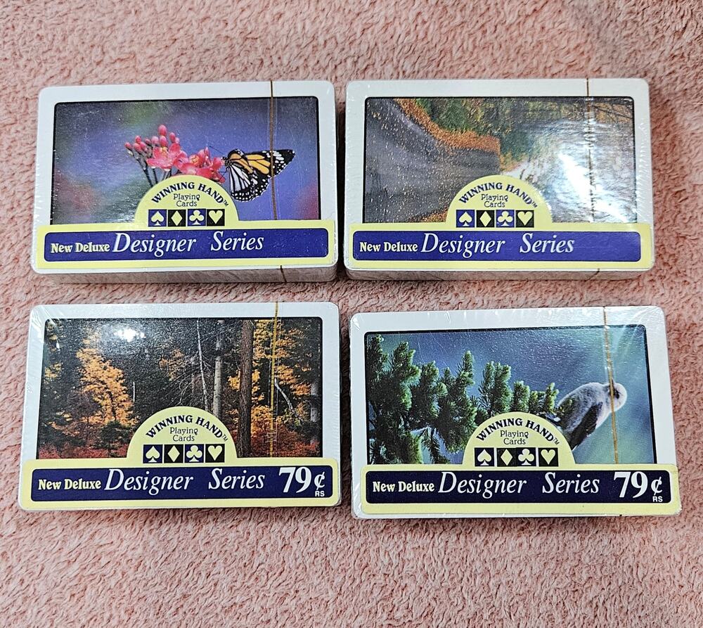 Winning Hand Sealed & New Vintage Deluxe Designer Series Playing Cards Lot of 4